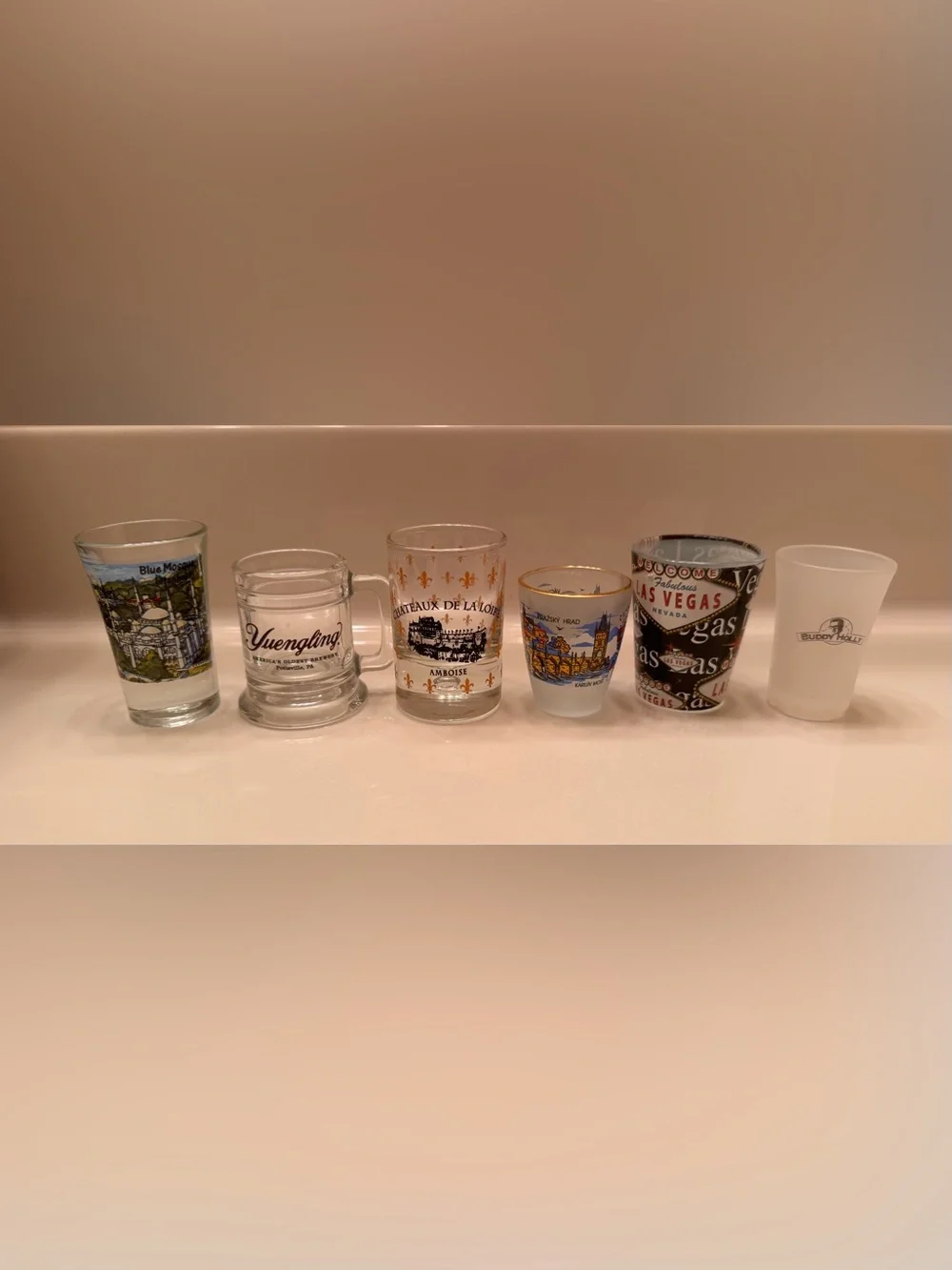Assorted Collectible Shot Glasses - Mixed Colors and Sizes